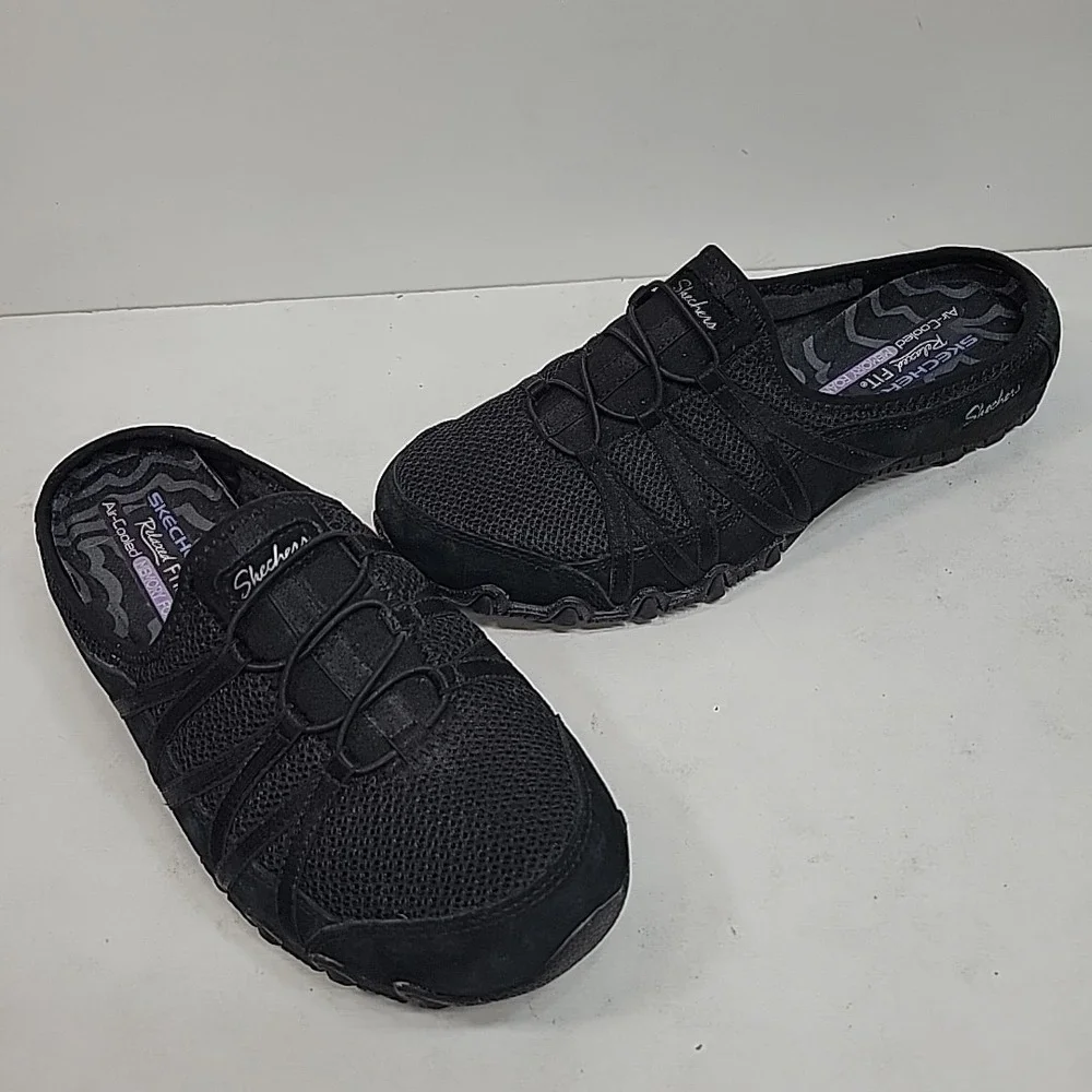 Skechers Relaxed Fit Air-Cooled Memory Foam‎ Women's Black Slip On Shoes 8.5